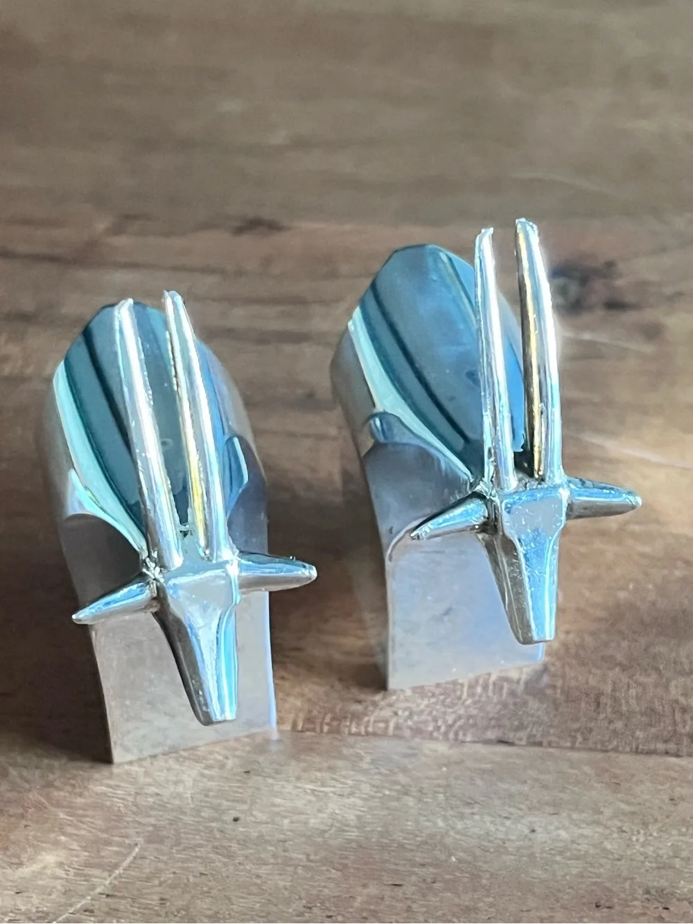 Dansk Designs Japan Safari Gazelle Silver plate Paperweights set of 2 vintage